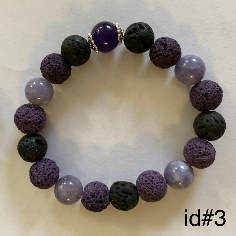 Amethyst Angelite & lava rock purple bracelet